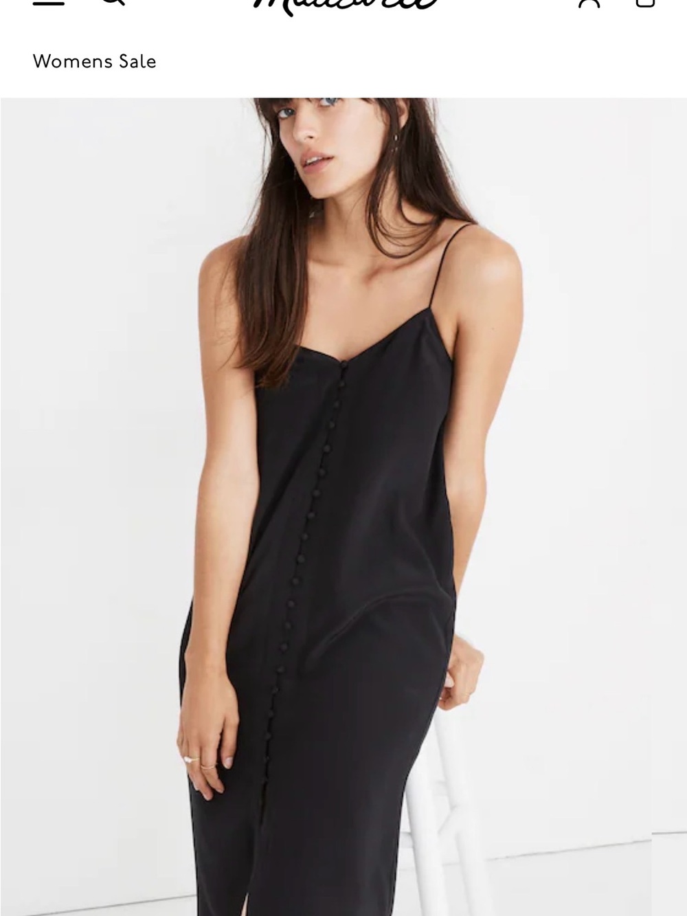 Madewell Black Button-Front Slip Dress